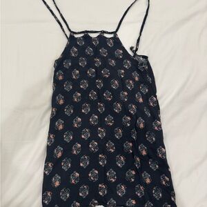 Toripraver Swimwear Floral Black Spaghetti Strap Top